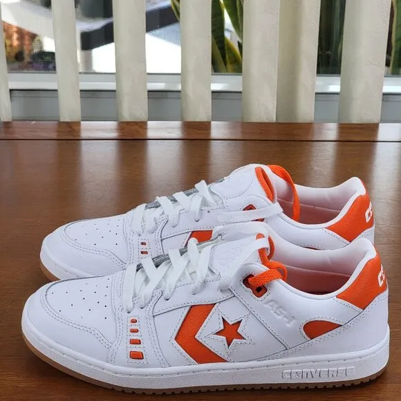 Converse Alexis Sablone AS-1 Pro Ox Leather Skate Shoes A08130C White/Orange 8.5