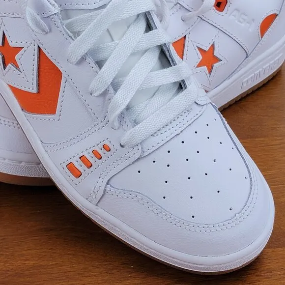 Converse Alexis Sablone AS-1 Pro Ox Leather Skate Shoes A08130C White/Orange 8.5