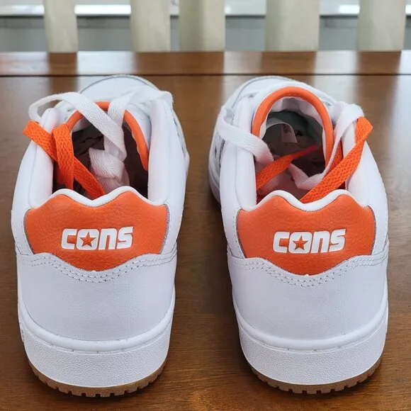 Converse Alexis Sablone AS-1 Pro Ox Leather Skate Shoes A08130C White/Orange 8.5