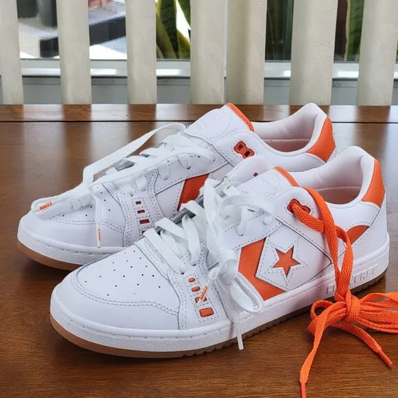 Converse Alexis Sablone AS-1 Pro Ox Leather Skate Shoes A08130C White/Orange 8.5
