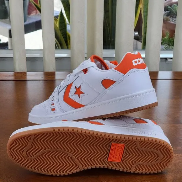 Converse Alexis Sablone AS-1 Pro Ox Leather Skate Shoes A08130C White/Orange 8.5