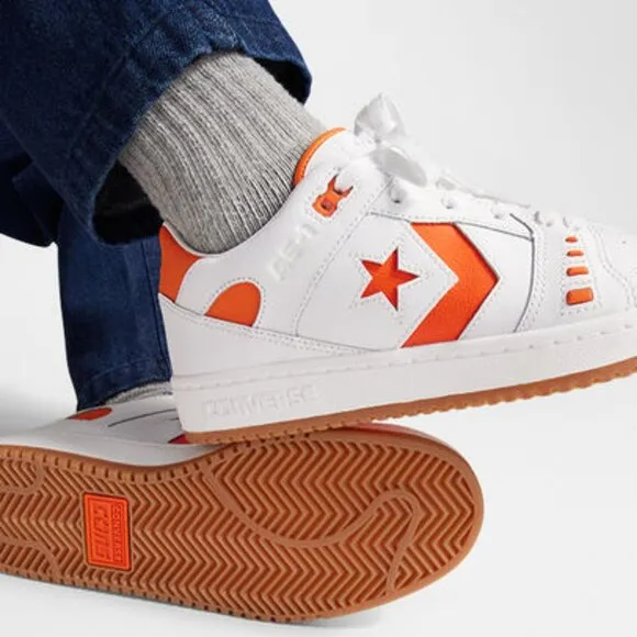 Converse Alexis Sablone AS-1 Pro Ox Leather Skate Shoes A08130C White/Orange 8.5