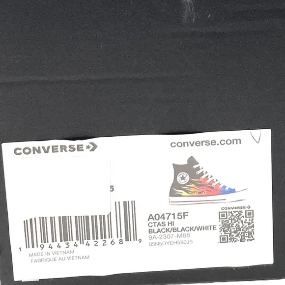 Converse Chuck Taylor High Shoes Women Kids Black Canvas Sneakers Skate A04715F