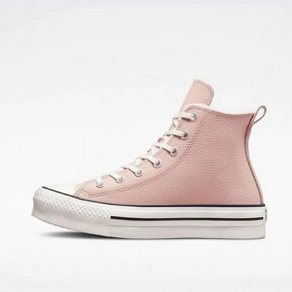 Converse Ctas Eva Life Hi Girls Mauve/White Leather Skate Shoes