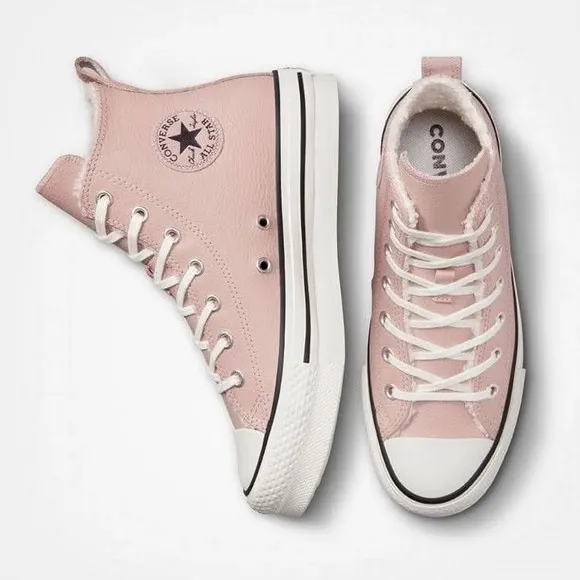 Converse Ctas Eva Life Hi Girls Mauve/White Leather Skate Shoes