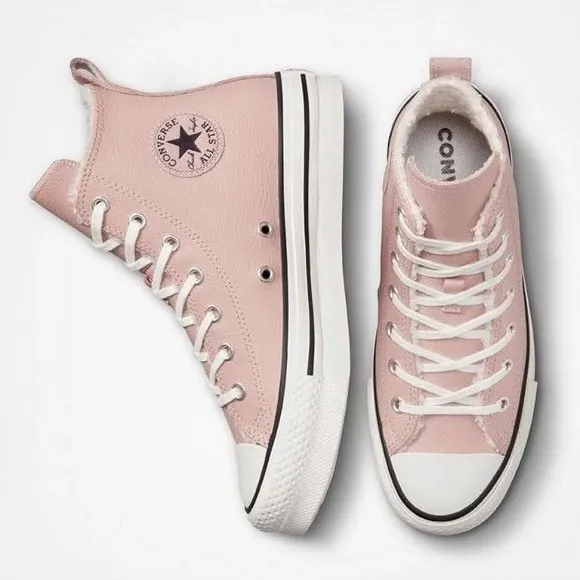 Converse Ctas Eva Life Hi Girls Mauve/White Leather Skate Shoes