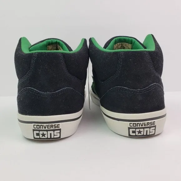Converse Gates Mid Mens Sz 8 Women Sz 9.5 Black Green Suede Skate Sneaker Shoe