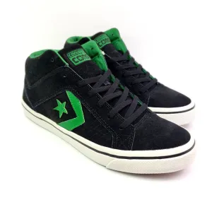 Converse Gates Mid Mens Sz 8 Women Sz 9.5 Black Green Suede Skate Sneaker Shoe