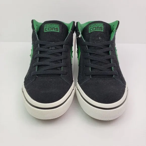 Converse Gates Mid Mens Sz 8 Women Sz 9.5 Black Green Suede Skate Sneaker Shoe