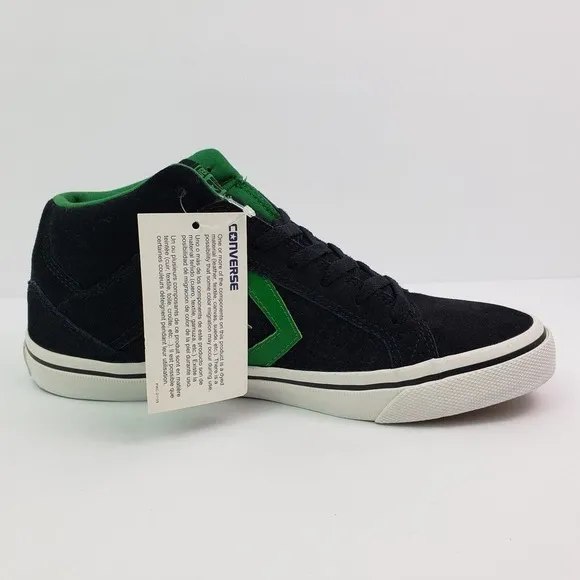 Converse Gates Mid Mens Sz 8 Women Sz 9.5 Black Green Suede Skate Sneaker Shoe