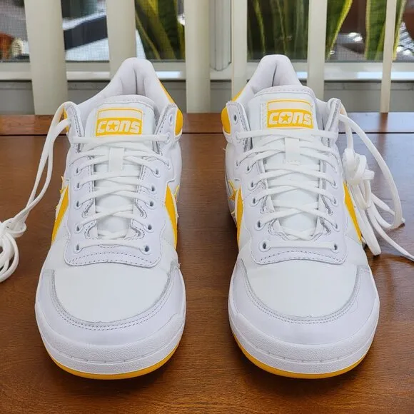 Converse Men's Fastbreak Pro Mid Skater Shoes A08687C White/Light Yellow Size 11