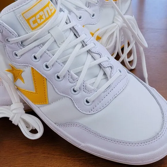 Converse Men's Fastbreak Pro Mid Skater Shoes A08687C White/Light Yellow Size 11