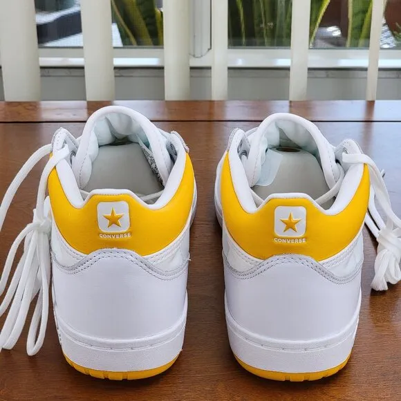 Converse Men's Fastbreak Pro Mid Skater Shoes A08687C White/Light Yellow Size 11