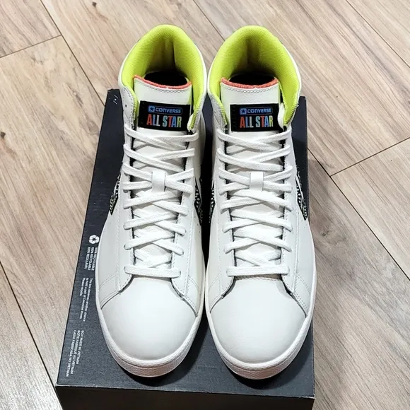 Converse Pro Leather Hi Peace Unity Mens Size 8.5 Vintage White Leather Shoes