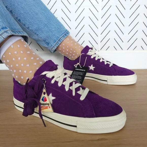 ⭐CONVERSE Women Shoes 8.5 CONS One Star Pro OX Suede Upper Purple Cream A08141C