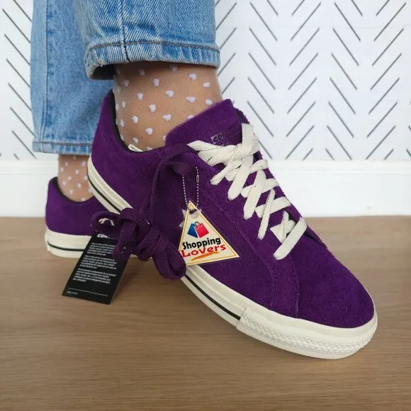 ⭐CONVERSE Women Shoes 8.5 CONS One Star Pro OX Suede Upper Purple Cream A08141C