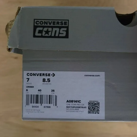 ⭐CONVERSE Women Shoes 8.5 CONS One Star Pro OX Suede Upper Purple Cream A08141C