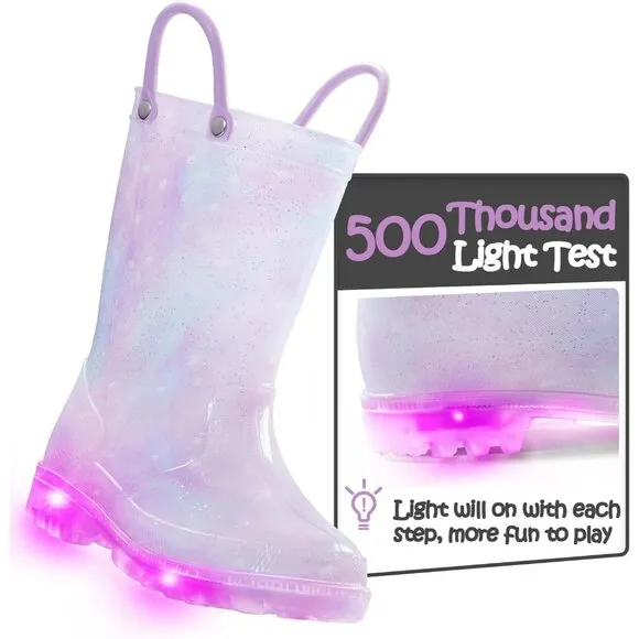 COPY - Kids Rain Boot Giral Purple Polyvinyl Chloride Waterproof Light up dual …