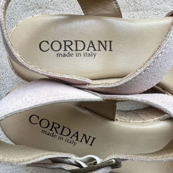 Cordani Candy Blush Suede Leather Cork Wedge Platform Sandals EU 38 US 7.5 - 8