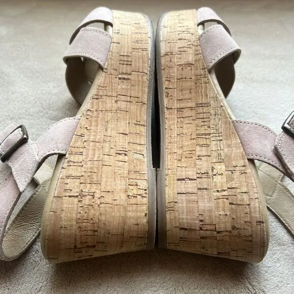 Cordani Candy Blush Suede Leather Cork Wedge Platform Sandals EU 38 US 7.5 - 8
