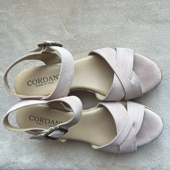 Cordani Candy Blush Suede Leather Cork Wedge Platform Sandals EU 38 US 7.5 - 8