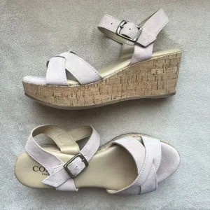 Cordani Candy Blush Suede Leather Cork Wedge Platform Sandals EU 38 US 7.5 - 8