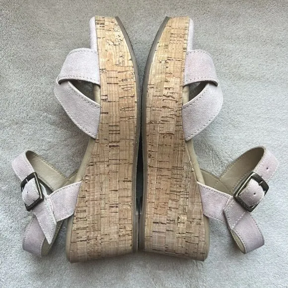 Cordani Candy Blush Suede Leather Cork Wedge Platform Sandals EU 38 US 7.5 - 8