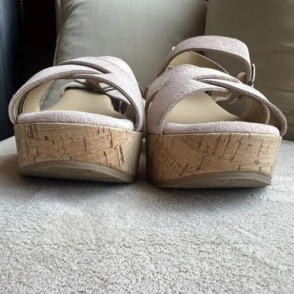 Cordani Candy Blush Suede Leather Cork Wedge Platform Sandals EU 38 US 7.5 - 8