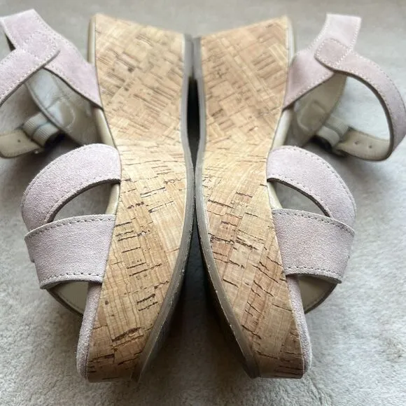 Cordani Candy Blush Suede Leather Cork Wedge Platform Sandals EU 38 US 7.5 - 8
