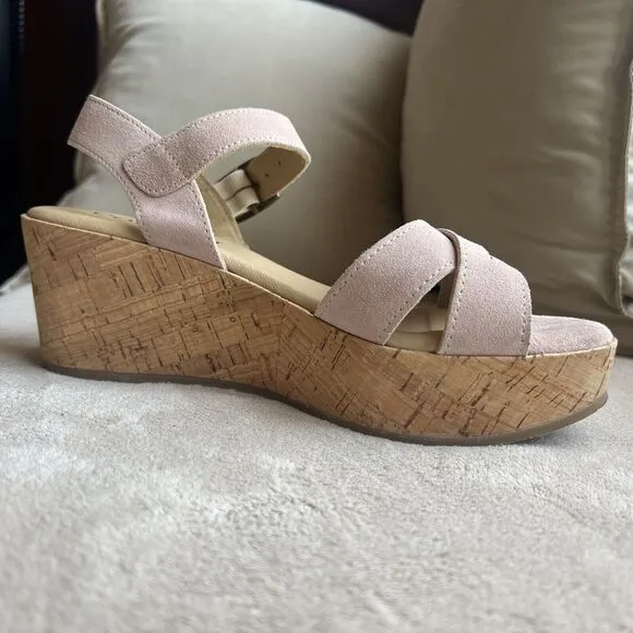 Cordani Candy Blush Suede Leather Cork Wedge Platform Sandals EU 38 US 7.5 - 8