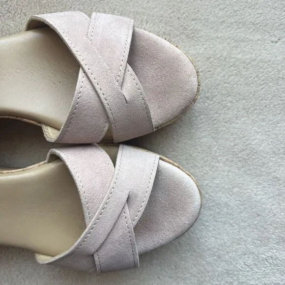 Cordani Candy Blush Suede Leather Cork Wedge Platform Sandals EU 38 US 7.5 - 8