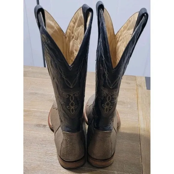 Corral Boots Ostrich Leg Embroidered Cowboy Mens Black Green/Tan Casual Size 11