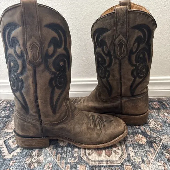 Corral Men's Embroidery Cowboy Boot - Square Toe Rugged Sz 9 EE