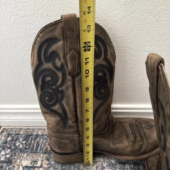 Corral Men's Embroidery Cowboy Boot - Square Toe Rugged Sz 9 EE
