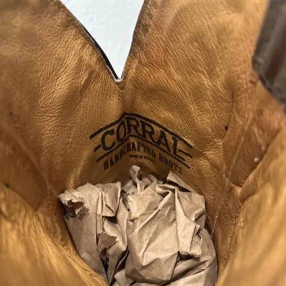 Corral Men's Embroidery Cowboy Boot - Square Toe Rugged Sz 9 EE