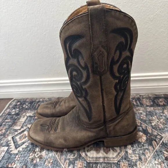 Corral Men's Embroidery Cowboy Boot - Square Toe Rugged Sz 9 EE
