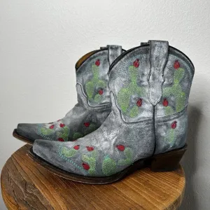 Corral Nopal Cactus Embroidered Leather Snip Toe Western‎ Boots Women's Size 5