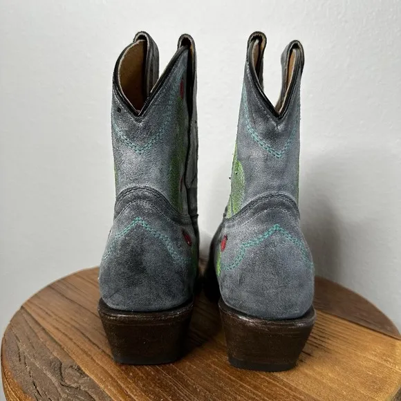 Corral Nopal Cactus Embroidered Leather Snip Toe Western‎ Boots Women's Size 5