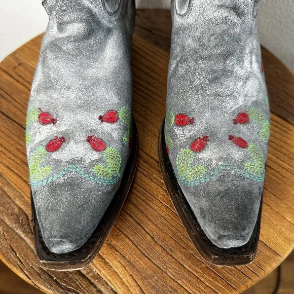 Corral Nopal Cactus Embroidered Leather Snip Toe Western‎ Boots Women's Size 5