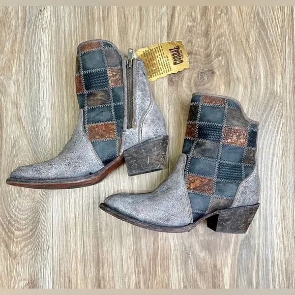 Corral Patchwork Leather Ankle Boot Style #C3167 Size 8 NEW
