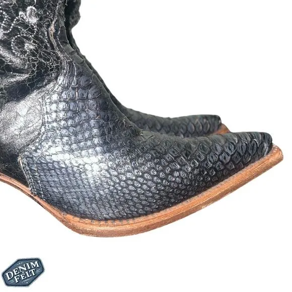 Corral Women’s Black/Grey Python Snip Toe Western/Cowboy Boots | RARE!!