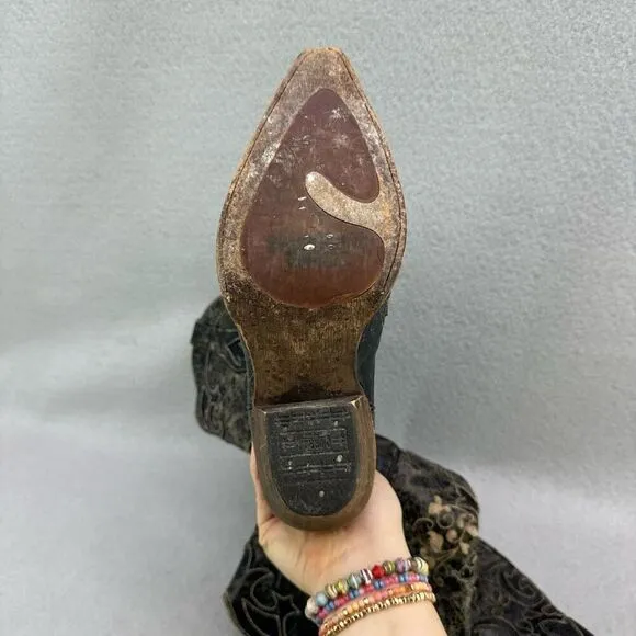 Corral Womens Distressed Leather Pointed Toe Western Boots Black Size 6.5W