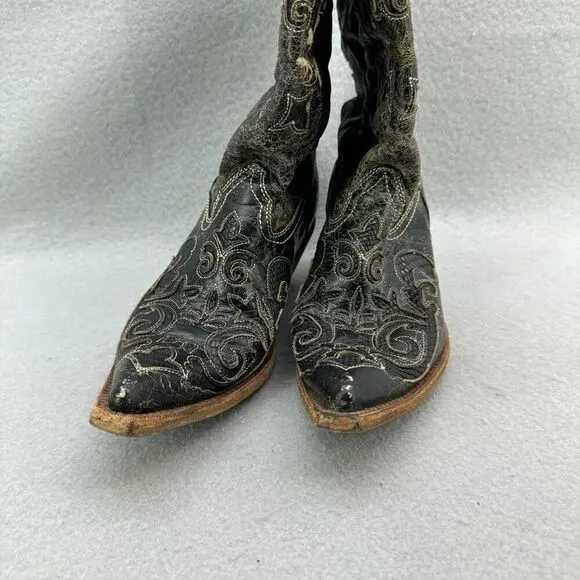 Corral Womens Distressed Leather Pointed Toe Western Boots Black Size 6.5W