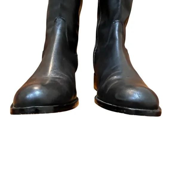 Corso Como Italian Leather Boots Black Tan Tall Equestrian Boots Double Buckles