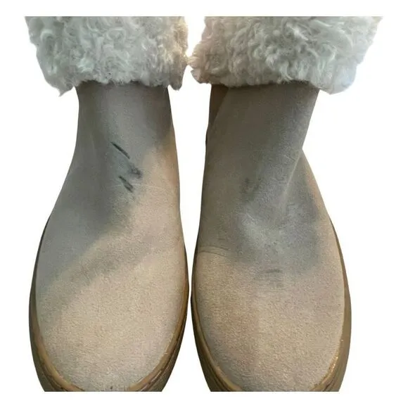 Cougar Devon Waterproof Slip-on Bootie Cream Suede Faux Fur Collar 8