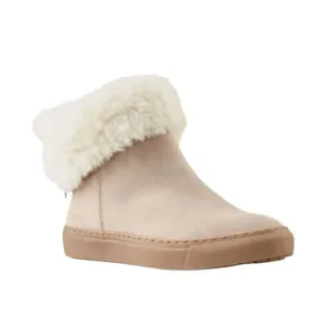 Cougar Devon Waterproof Slip-on Bootie Cream Suede Faux Fur Collar 8