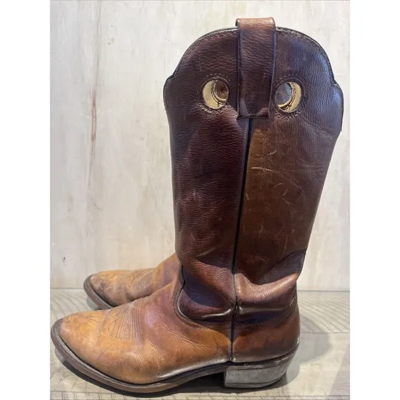 Cowboy Boots Mens Size 10.5 brown Made in USA Western Oil Chemical Proof