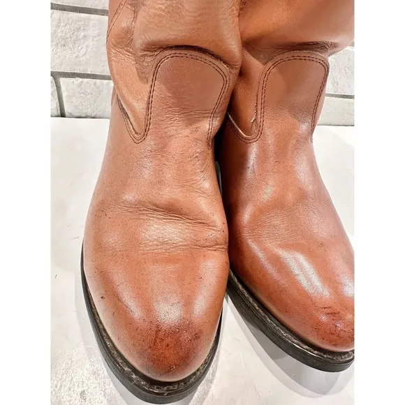 Cowboy Work Boots Leather MADE IN USA Sz 9 Oil &amp; Chemical Resistant Soles