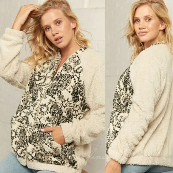 Cream Paisley Print Soft Jacket
