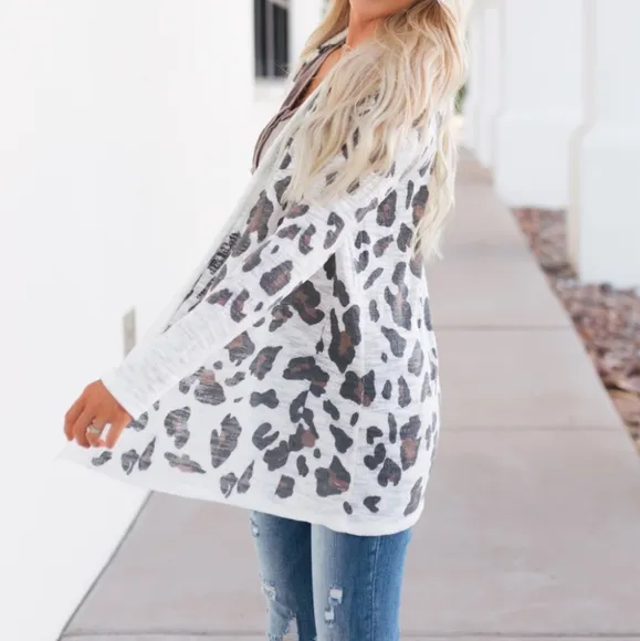 Cream Printed Long Sleeve Cardigan